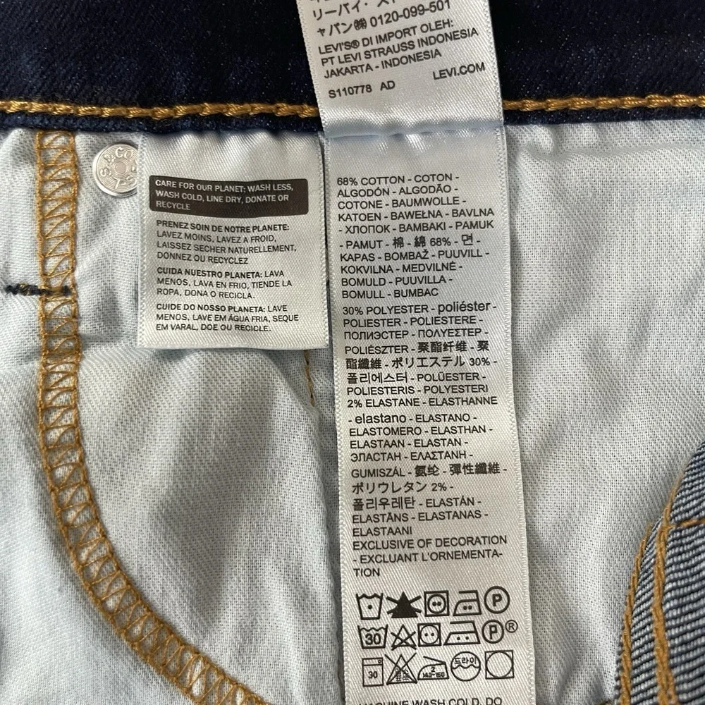 Levis 513 Jeans Mens 38x32 Blue Slim Straight Dark Wash Denim Cowboy Normcore